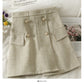 Hong Kong style retro bright silk Plaid tweed high waist A-shaped skirt  2527