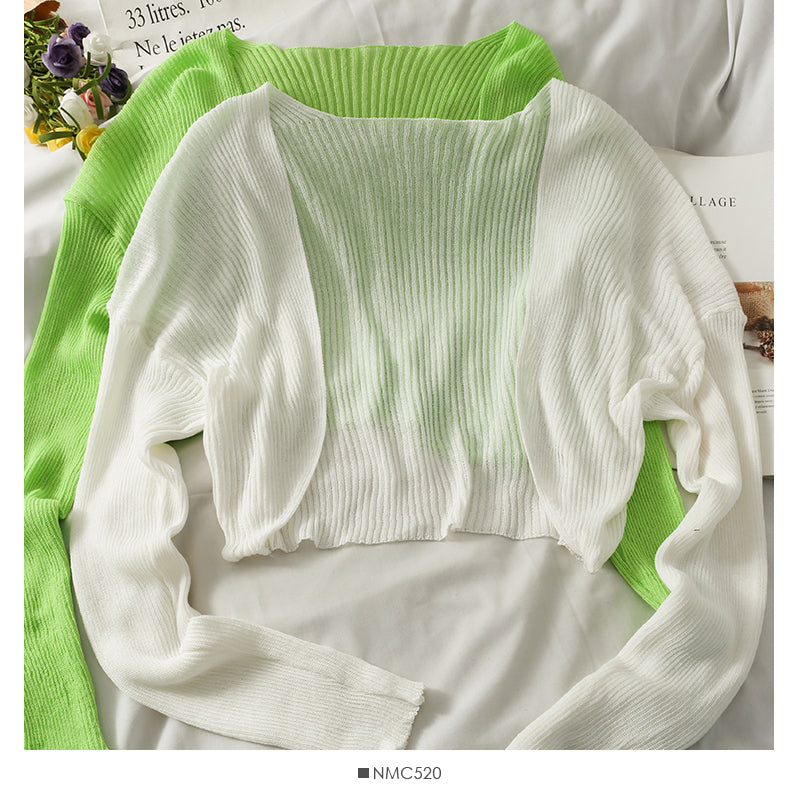 Koreanische kleine Damen-Strickjacke mit vertikalem Streifen 1768