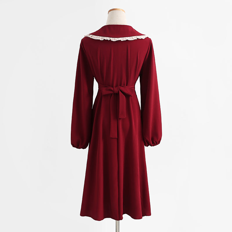 Long sleeved dress age reducing slim temperament fairy skirt bottomed skirt  2199