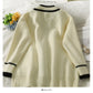Sweater women's new striped loose thin single breasted sweater  2073
