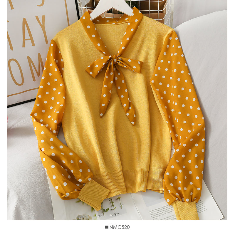 Han Fan lace up stand neck slim bottomed sweater  1906