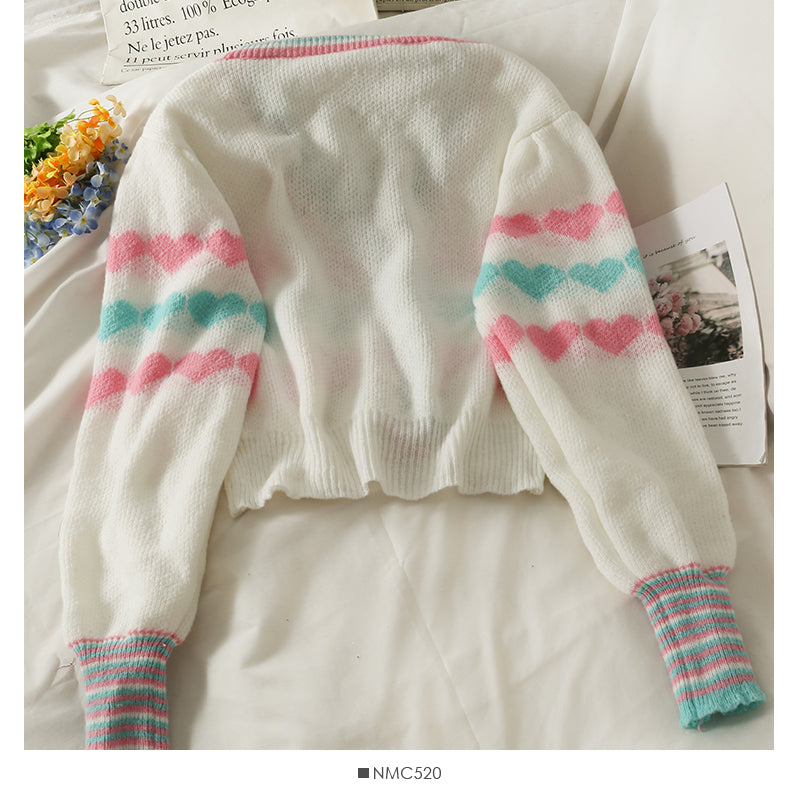 Single breasted sweater women's short slim long sleeved sweater  1774
