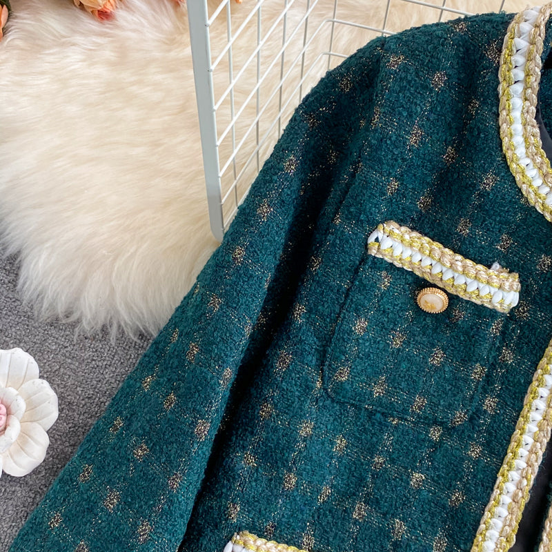 High end light luxury small fragrance celebrity tweed coat female  1660