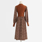 Floral dress lace up stitched corduroy bottomed skirt thin knit long skirt  2339