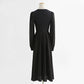 Gentle wind over the knee aging temperament thin embroidered wool dress  2231