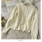 Sweet wind pearl single breasted crew neck cardigan sweater  1718