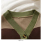 Elegant color contrast single breasted low neck slim fit sweater  2070
