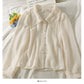Micro transparent single breasted cardigan long sleeve top women's new style  2106
