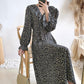 V-neck waist with thin Ruffle sleeve floral long skirt  2259