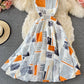 Schlankes, temperamentvolles, großes, ärmelloses Swing-Kleid mit Buchstabendruck 2900