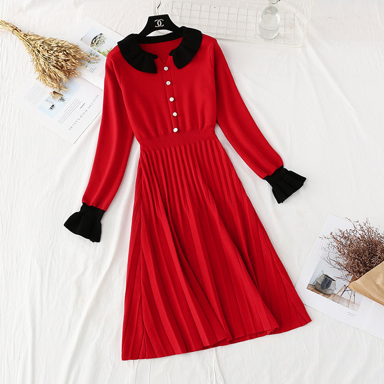 New trendy French retro small fragrance base with pleated small black skirt inside  2363