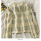 Korean retro bright silk striped single breasted cardigan women's sweater  2072