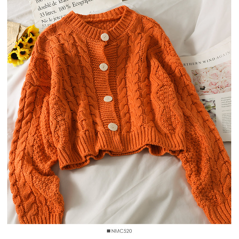 Sweater long sleeved sweater linen short top  1775