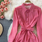 French Plaid Lapel dress  3374