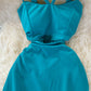 Hanging neck, open shoulder, cross tight, hollow out, waist and hip dress  2825