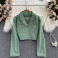 Korean retro qianniaoge women's autumn and winter new versatile suit  1558