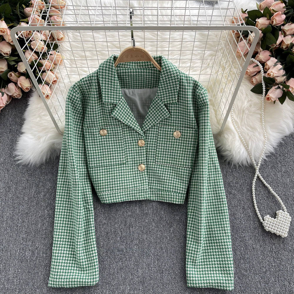 Korean retro qianniaoge women's autumn and winter new versatile suit  1558