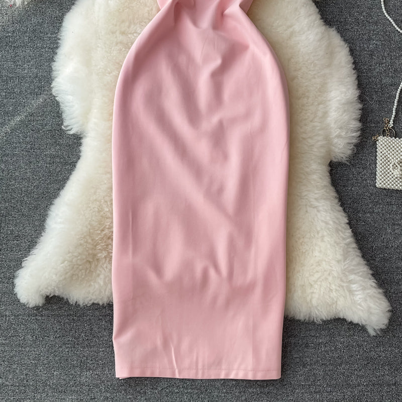 Temperamentvolles, schulterfreies, trägerloses Hüftwickelkleid 3204