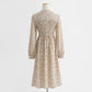 New dress long sleeve age reducing temperament floral skirt  2266