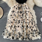 Neck off shoulder dress floral suspender dress  2978