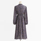 French retro minority temperament gentle wind long sleeve Floral Dress  2254