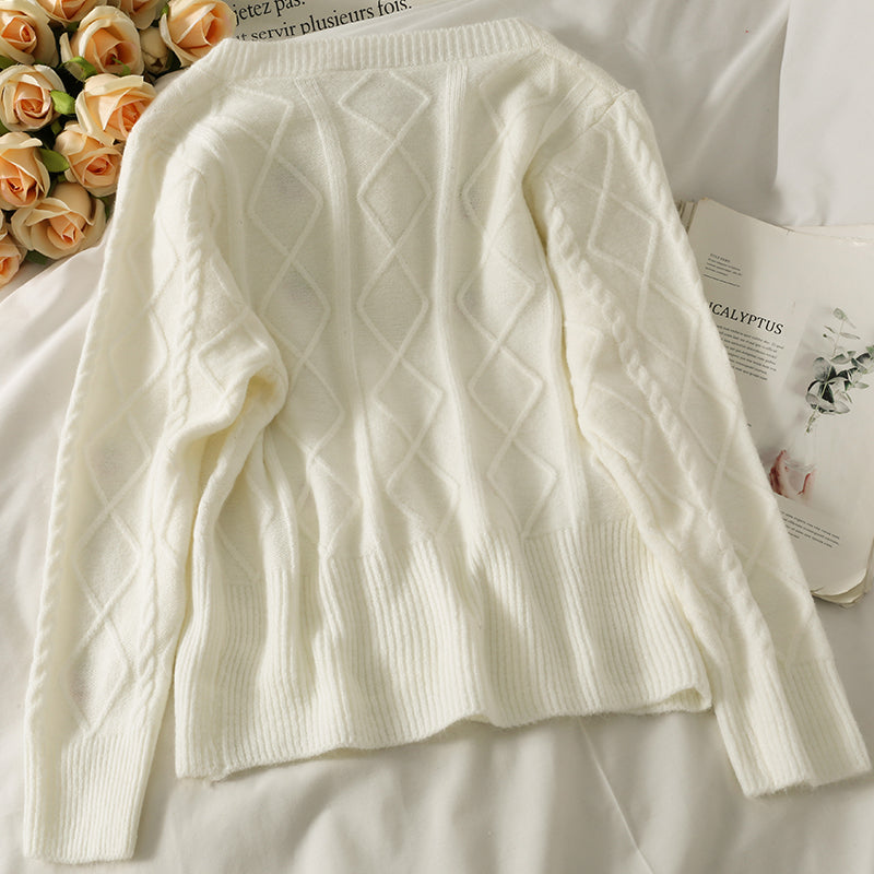 Sweet wind strawberry embroidered cardigan sweater female  1719