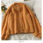 Crew neck single breasted long sleeved cardigan versatile sweater female  1856