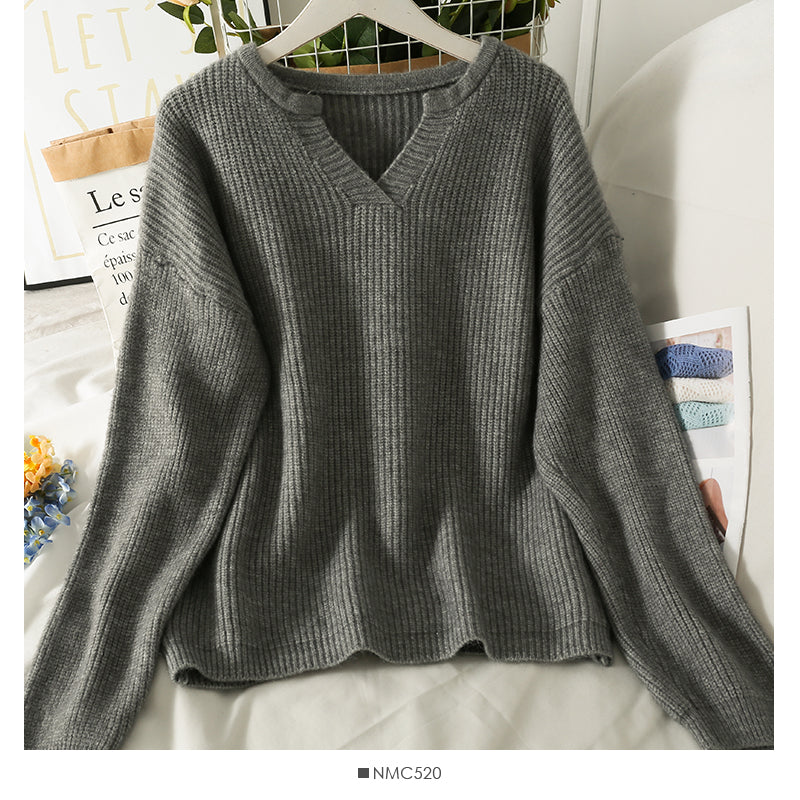 Koreanische Version des dünnen, mittleren und langen einfarbigen Pullovers für Frauen von 1786