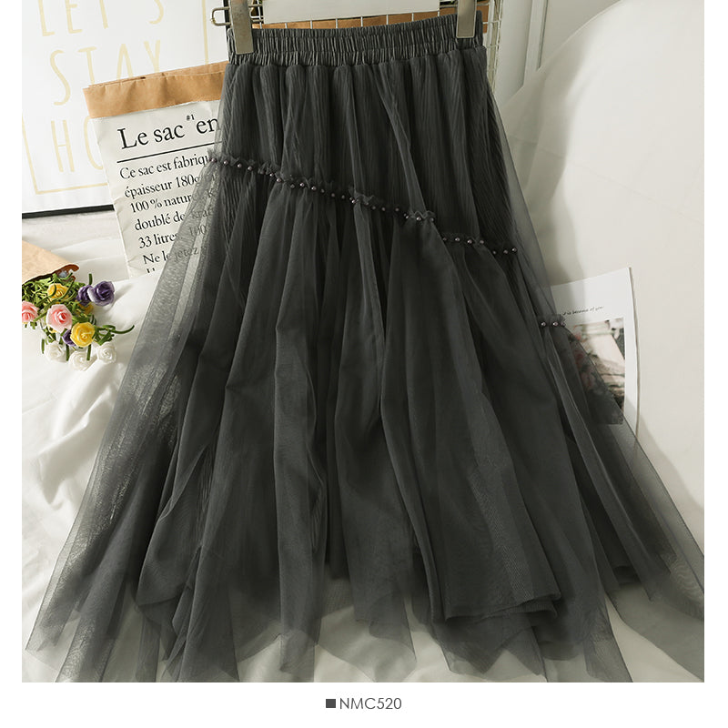 Korean gauze stitched irregular ear skirt for women  2489