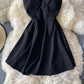Low cut Strapless A-line skirt suspender dress  2928