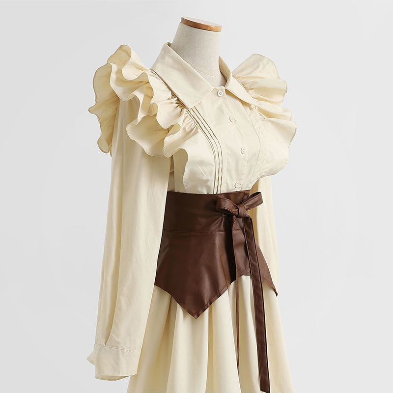 Design sense fashion temperament thin long sleeve shirt skirt  2133