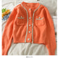 Sweater women's bright silk stripe single breasted cardigan  1796