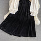 French Vintage Hepburn velvet fake two-piece skirt  3014