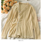 Han Fan irregular single breasted V-Neck long sleeve sweater female  2038