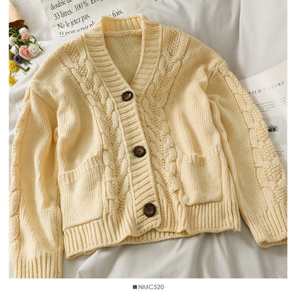 Pull manteau femme nouveau cardigan simple boutonnage pull col V 1837