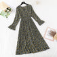 Small fresh pleated French retro long skirt Kikyo skirt  2383