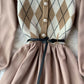 Rundhals-Cord-Strickkleid 3021