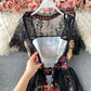 Vintage Hepburn light familiar style stand collar lace dress  3160