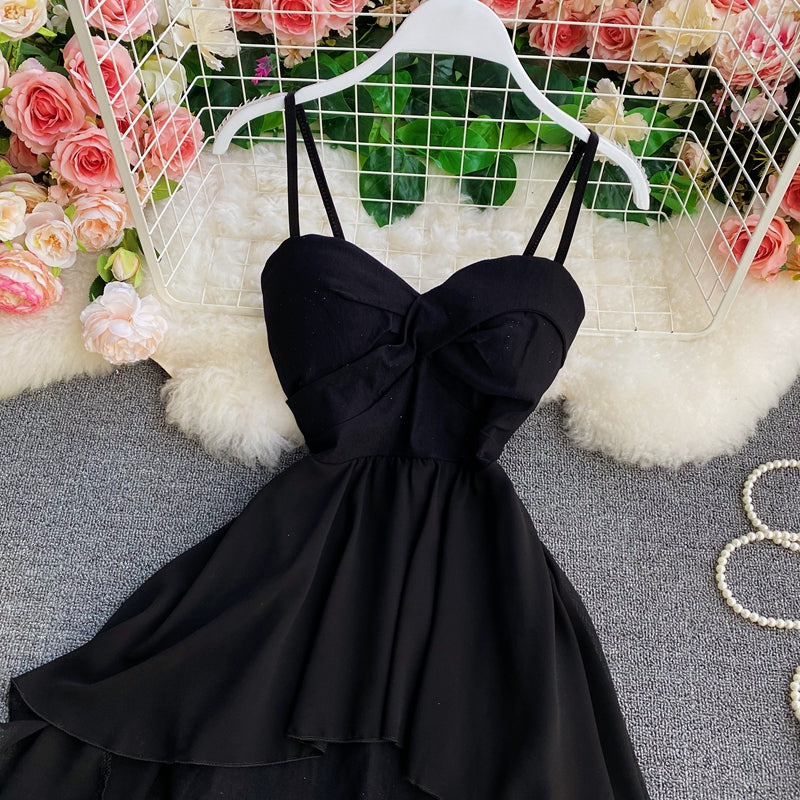 High waist irregular strapless dress  2719