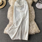 Split skirt Strapless suspender dress  2815