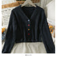 Sweater women's cardigan low neck slim long sleeve granular top  2018