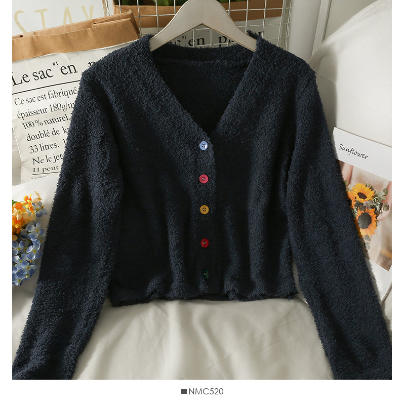 Sweater women's cardigan low neck slim long sleeve granular top  2018