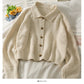 Vintage Revers Langarm einreihige Strickjacke lockerer Pullover 1743