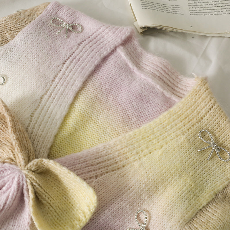 Süßer, farblich passender, farblich abgestimmter Kurzpullover mit Schleife 1783