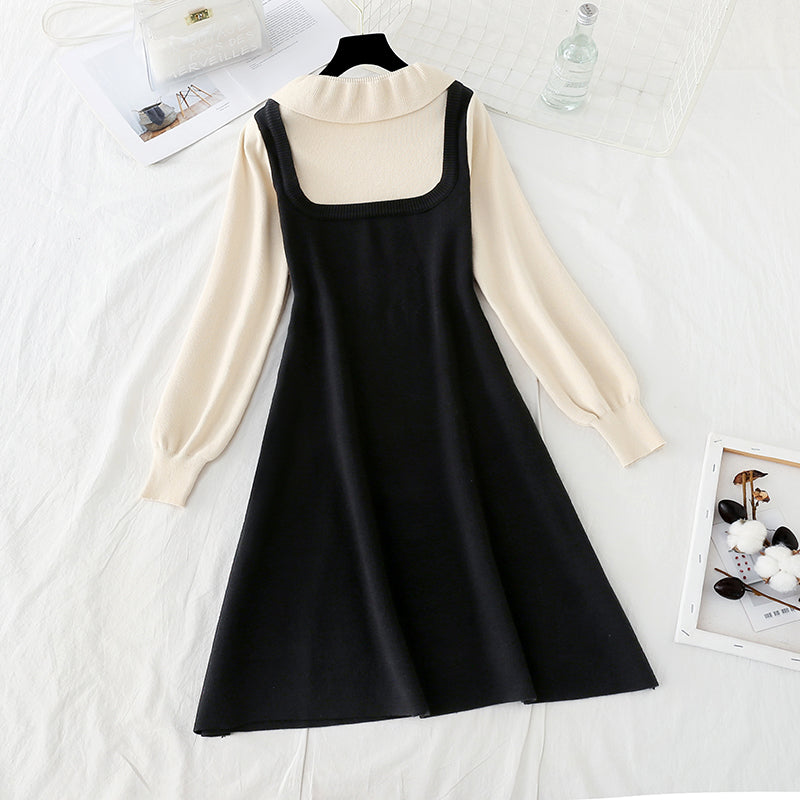 Bottom skirt lotus leaf collar French retro Hepburn tea break small black skirt  2399