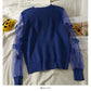 Mesh stitched three-dimensional butterfly long sleeve Pullover Sweater for women  2049