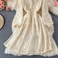 Medium length waist slim BOW LACE DRESS  3232