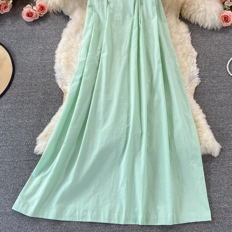 Light cooked wind loose large swing suspender skirt  2905