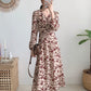 V-neck Chiffon floral dress with coat  2155