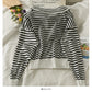 Striped loose thin Lapel long sleeve bottomed Shirt Top  1960